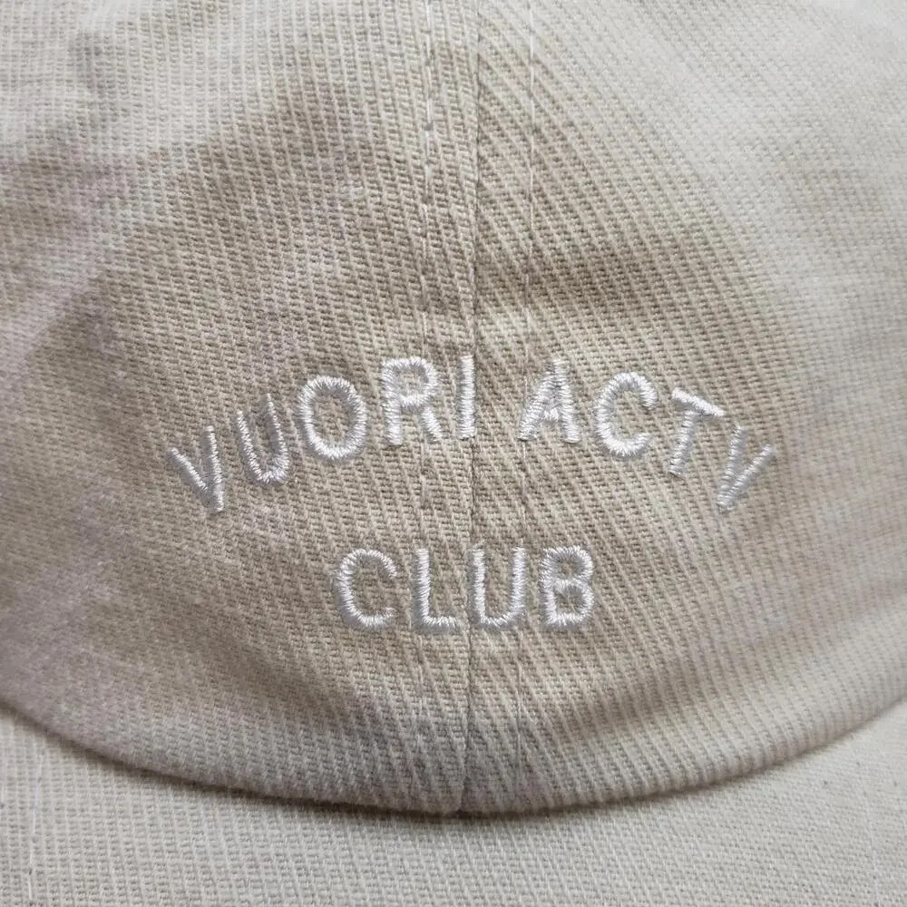 Vuori Actv Club Hat Cap Strap Back Mens One Size Beige Cotton Twill Baseball